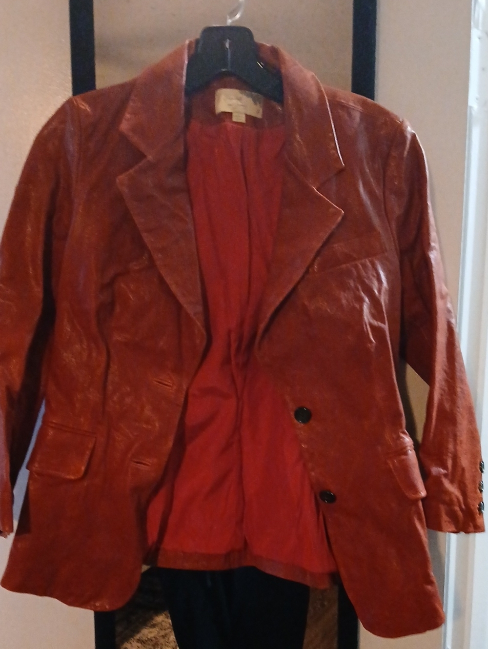 Elizabeth and James Red Leather Blazer